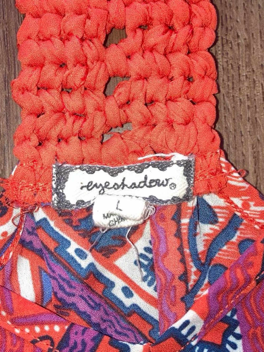 Eyeshadow Orange Multicolor Crochet Racerback Tank - Picture 3 of 3